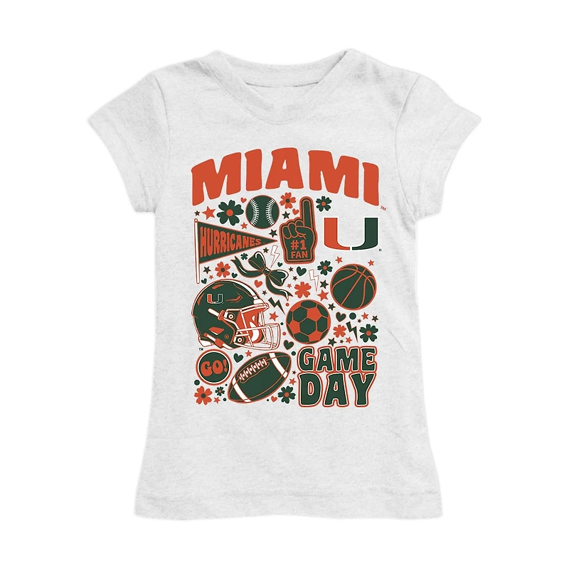 Girls Youth Vive La Fete White Miami Hurricanes All-Star Game Day Sports Fitted T-Shirt