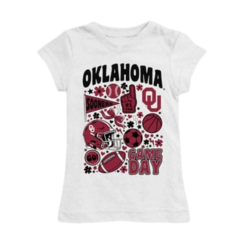 Girls Youth Vive La Fete White Oklahoma Sooners All-Star Game Day Sports Fitted T-Shirt
