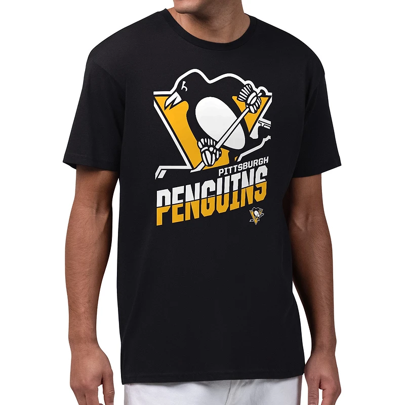 Men's Starter Black Pittsburgh Penguins Logo Zoom T-Shirt