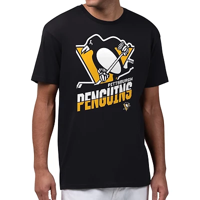Men's Starter Black Pittsburgh Penguins Logo Zoom T-Shirt