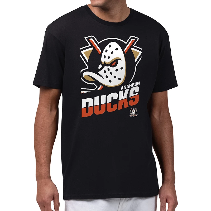 Men's Starter Black Anaheim Ducks Logo Zoom T-Shirt
