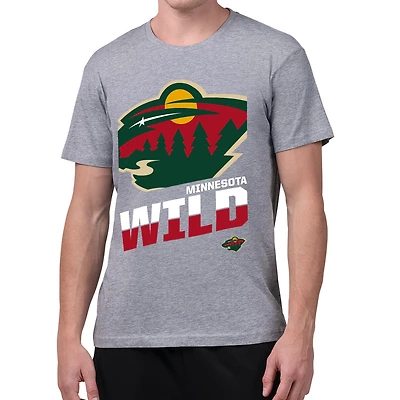 Men's Starter Gray Minnesota Wild Logo Zoom T-Shirt