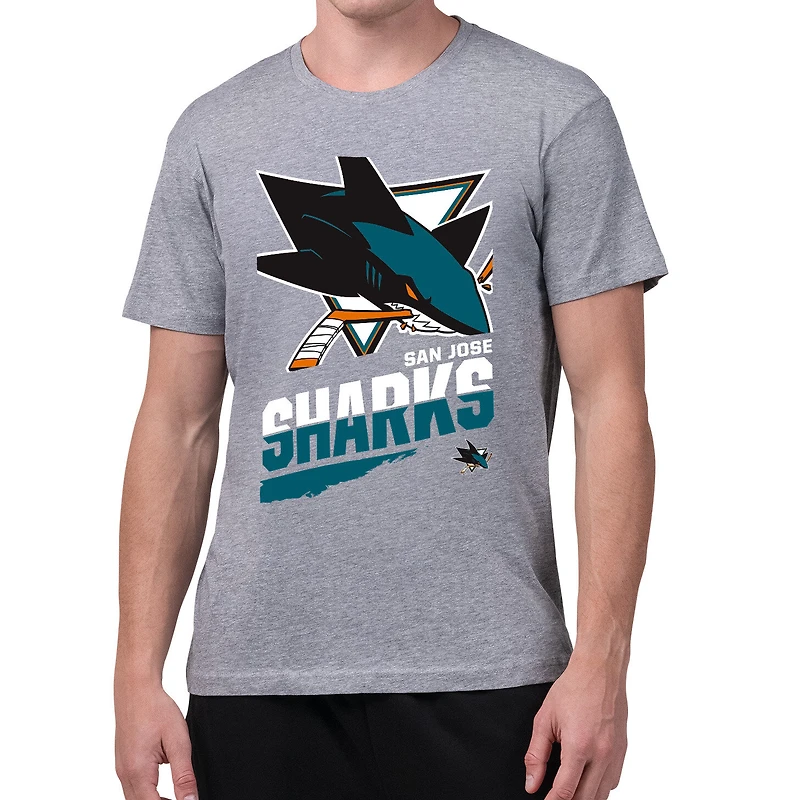 Men's Starter Gray San Jose Sharks Logo Zoom T-Shirt