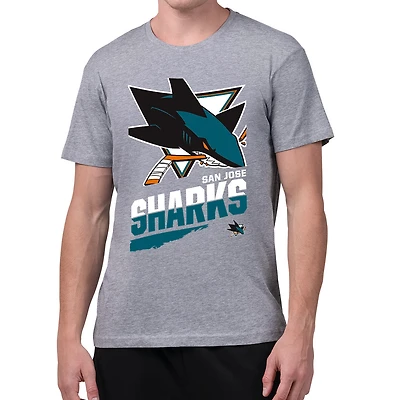 Men's Starter Gray San Jose Sharks Logo Zoom T-Shirt