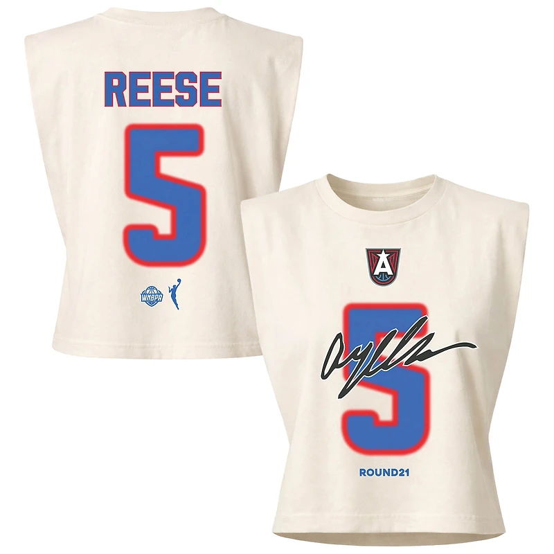 Unisex round21 Angel Reese Cream Atlanta Dream Motion Strength Name & Number Sleeveless T-Shirt