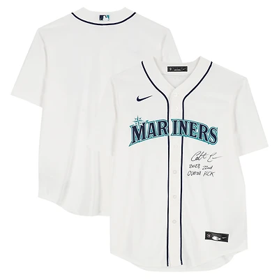 Colt Emerson Seattle Mariners Autographed White Nike Replica Jersey with "2023 22nd Overall Pick" Inscription