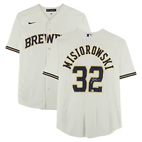 Jacob Misiorowski Milwaukee Brewers Autographed Cream Nike Replica Jersey