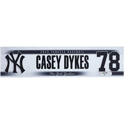 Casey Dykes New York Yankees Player-Issued #78 Nameplate from the 2025 MLB Postseason