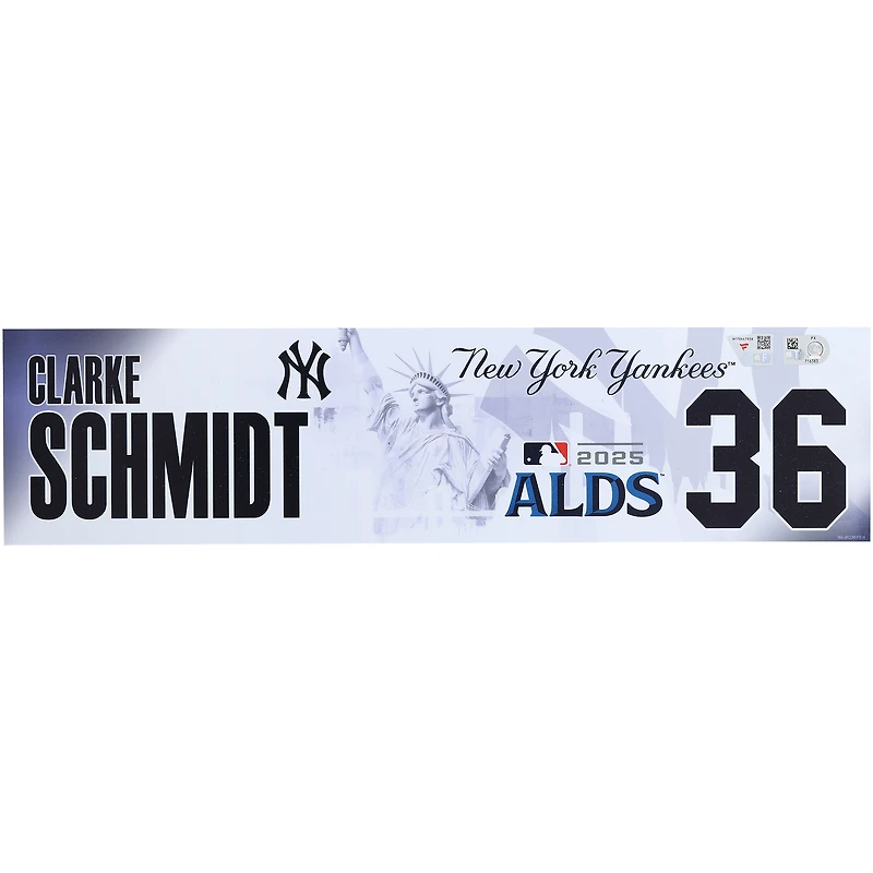 Clarke Schmidt New York Yankees Player-Issued #36 Nameplate from the 2025 MLB Postseason