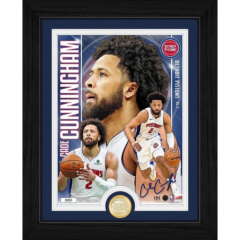Highland Mint Cade Cunningham Detroit Pistons Limited Edition Bronze Coin Photo Mint