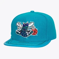 Men's Mitchell & Ness  Teal Charlotte Hornets Hardwood Classics Upscale Snapback Hat