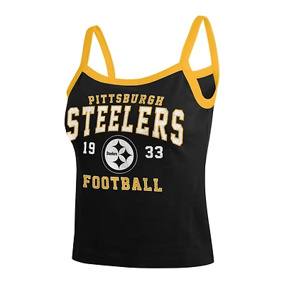 Women's WEAR by Erin Andrews Black Pittsburgh Steelers Colorblock Tank Top