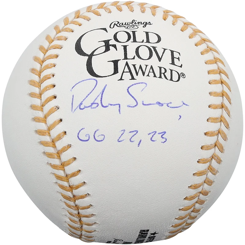 Dansby Swanson Chicago Cubs Autographed Gold Glove Logo Baseball with "GG 22, 23" Inscription