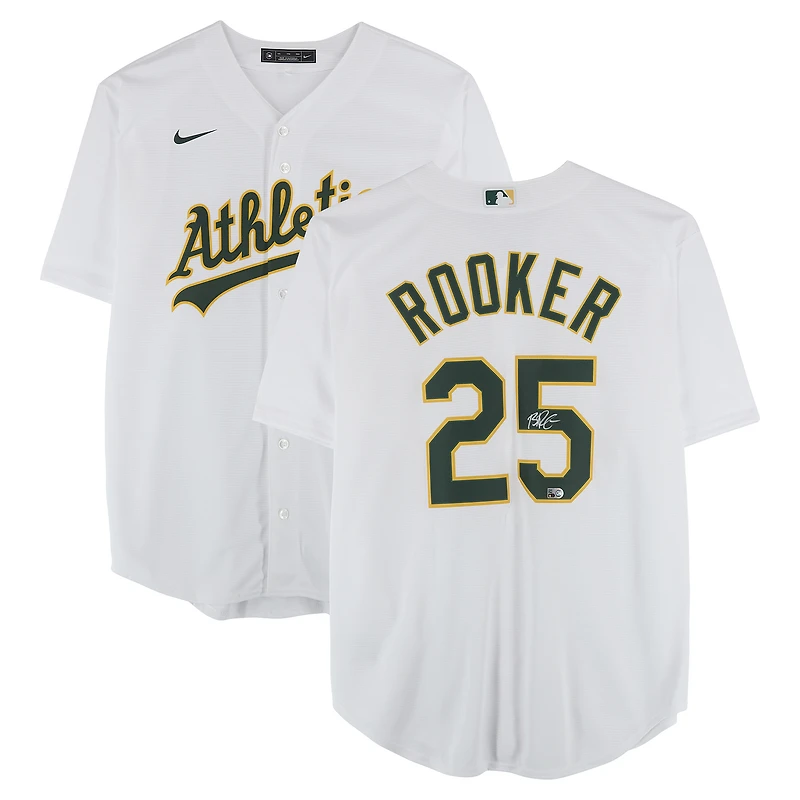 Brent Rooker Athletics Autographed White Nike Replica Jersey