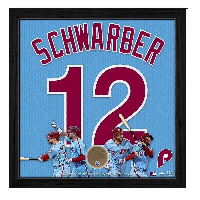 Kyle Schwarber Philadelphia Phillies Framed 4-HR Game Jersey Impact Collage with a Piece of Game-Used Dirt