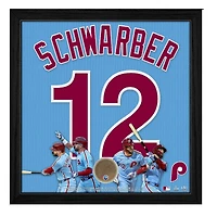 Kyle Schwarber Philadelphia Phillies Framed 4-HR Game Jersey Impact Collage with a Piece of Game-Used Dirt