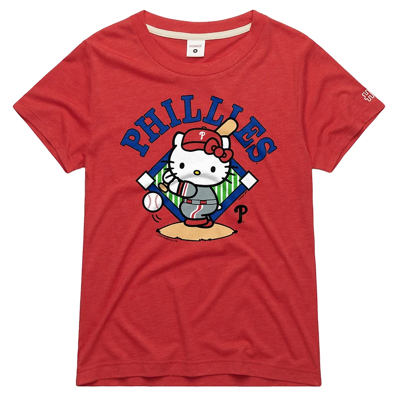 Women's Homage  Red Philadelphia Phillies Hello Kitty x MLB Tri-Blend T-Shirt