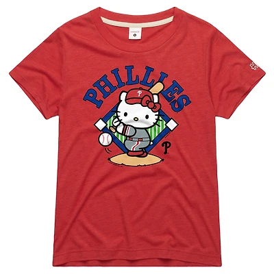 Women's Homage Red Philadelphia Phillies Hello Kitty x MLB Tri-Blend T-Shirt