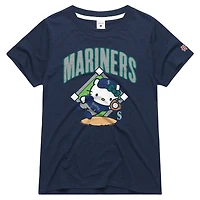 Women's Homage  Navy Seattle Mariners Hello Kitty x MLB Tri-Blend T-Shirt