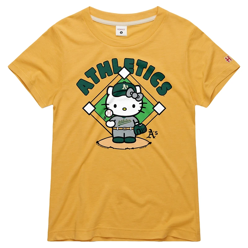 Women's Homage  Gold Athletics Hello Kitty x MLB Tri-Blend T-Shirt
