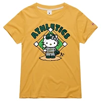Women's Homage  Gold Athletics Hello Kitty x MLB Tri-Blend T-Shirt