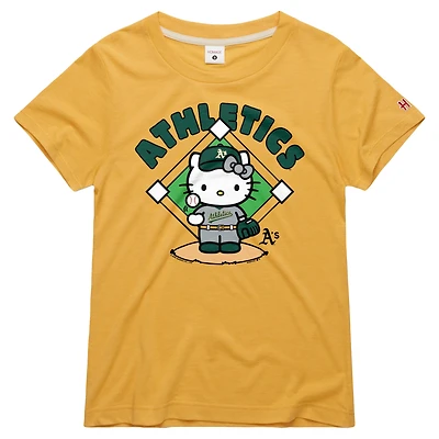 Women's Homage  Gold Athletics Hello Kitty x MLB Tri-Blend T-Shirt