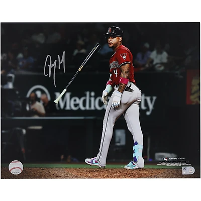 Ketel Marte Arizona Diamondbacks Autographed 11" x 14" Home Run Bat Flip Spotlight Photograph