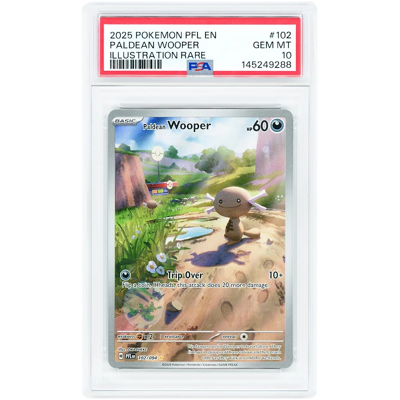 Paldean Wooper 2025 Pokemon Mega Evolution Phantasmal Flames Illustration Rare #102 PSA Authenticated 10 Card