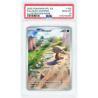 Paldean Wooper 2025 Pokemon Mega Evolution Phantasmal Flames Illustration Rare #102 PSA Authenticated 10 Card