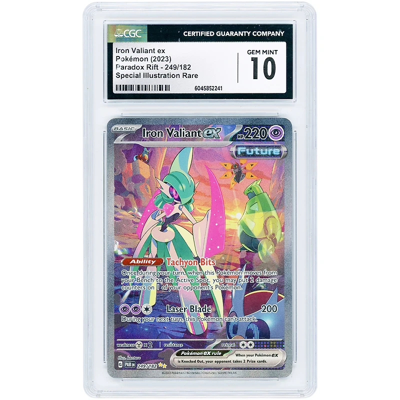 Iron Valiant EX 2023 Pokemon Scarlet & Violet Paradox Rift Special Illustration Rare #249 CGC Authenticated 10 Card