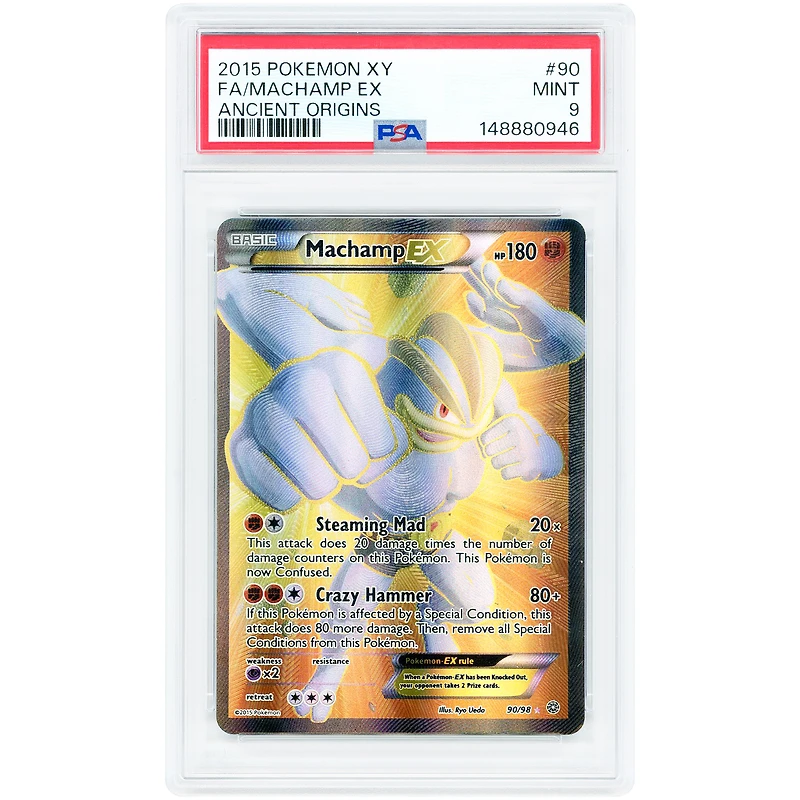 Machamp EX 2015 Pokemon XY Ancient Origins Full Art #90 PSA Authenticated 9 Card