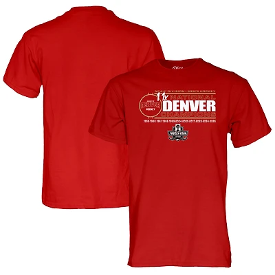 Unisex Blue 84 Crimson Denver Pioneers 11-Time NCAA Frozen Four Men's Ice Hockey National Champions T-Shirt