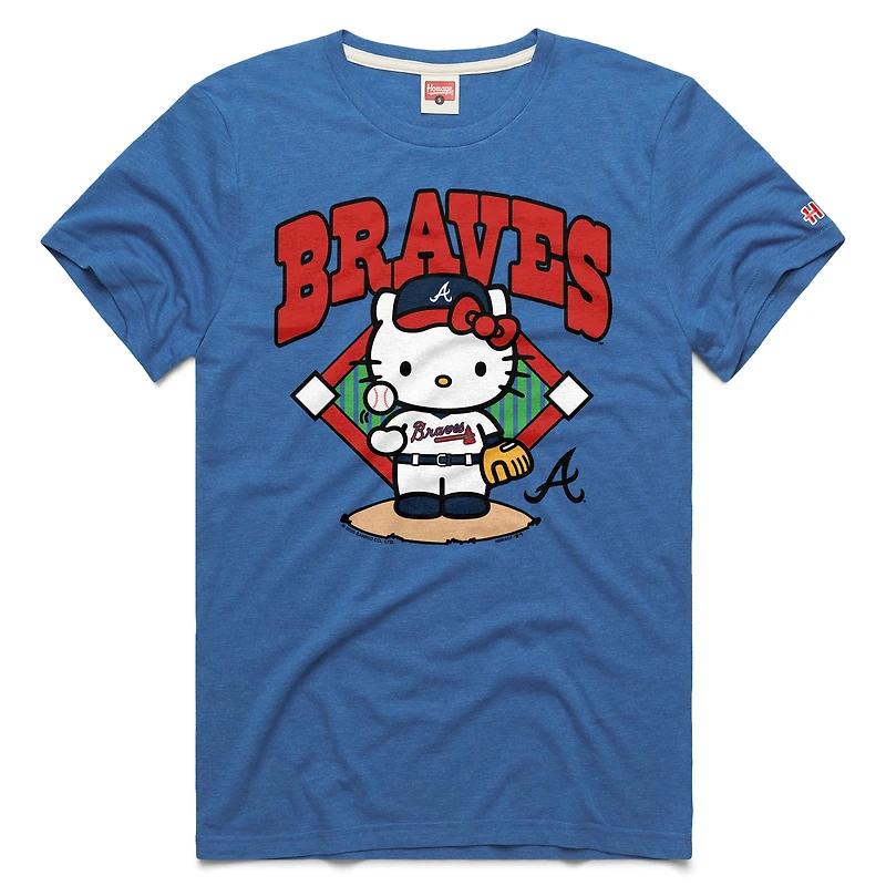Unisex Homage  Royal Atlanta Braves Hello Kitty Tri-Blend T-Shirt