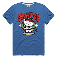 Unisex Homage  Royal Atlanta Braves Hello Kitty Tri-Blend T-Shirt