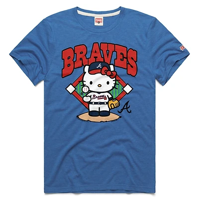 Unisex Homage  Royal Atlanta Braves Hello Kitty Tri-Blend T-Shirt