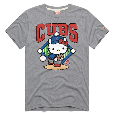 Unisex Homage Gray Chicago Cubs Hello Kitty Tri-Blend T-Shirt