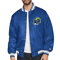 Men's Starter Royal Los Angeles Rams Satin Varsity Full-Snap Jacket
