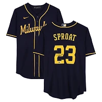Brandon Sproat Milwaukee Brewers Autographed Navy Nike Replica Jersey