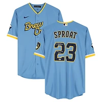 Brandon Sproat Milwaukee Brewers Autographed Light Blue Nike City Connect Limited Jersey with "This Is My Crew!" Inscription