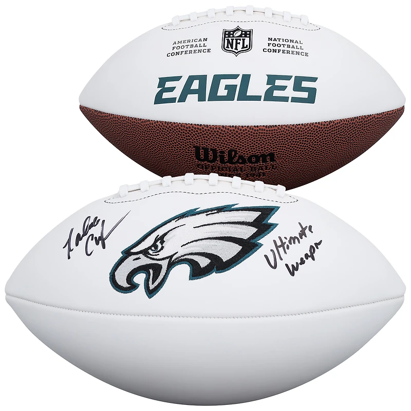 Randall Cunningham Philadelphia Eagles Autographed Wilson White Panel Football with "Ultimate Weapon" Inscription