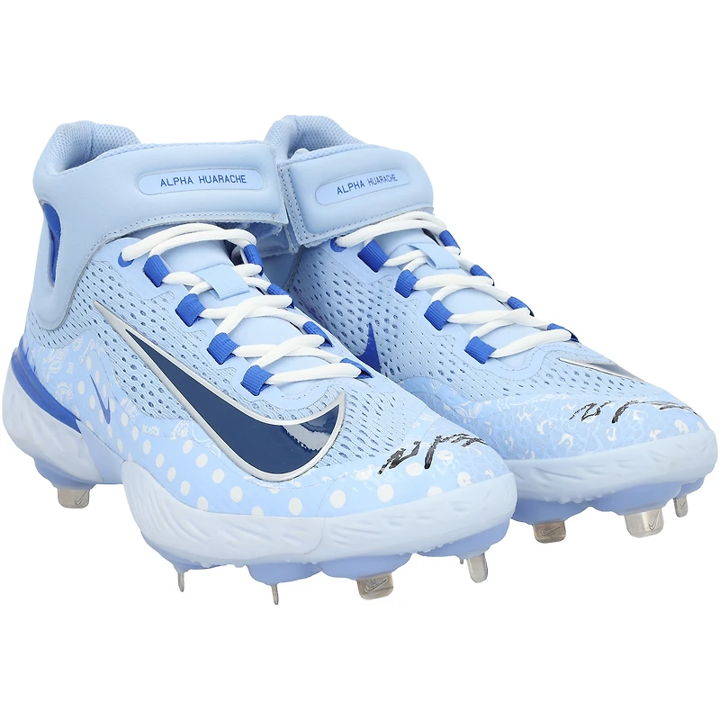 Wyatt Langford Texas Rangers Autographed Player-Issued Blue Nike Cleats from the 2025 MLB Season