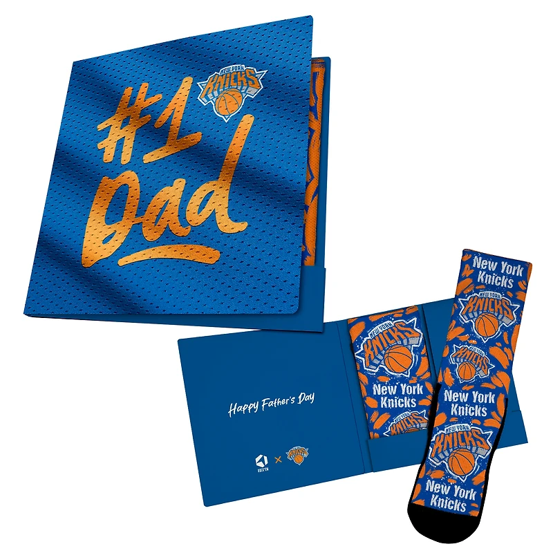Unisex Rock Em Socks Blue New York Knicks #1 Dad Gift Card Socks