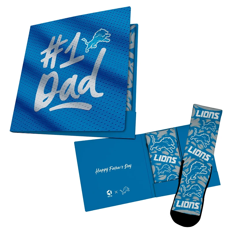 Unisex Rock Em Socks Blue Detroit Lions #1 Dad Gift Card Socks