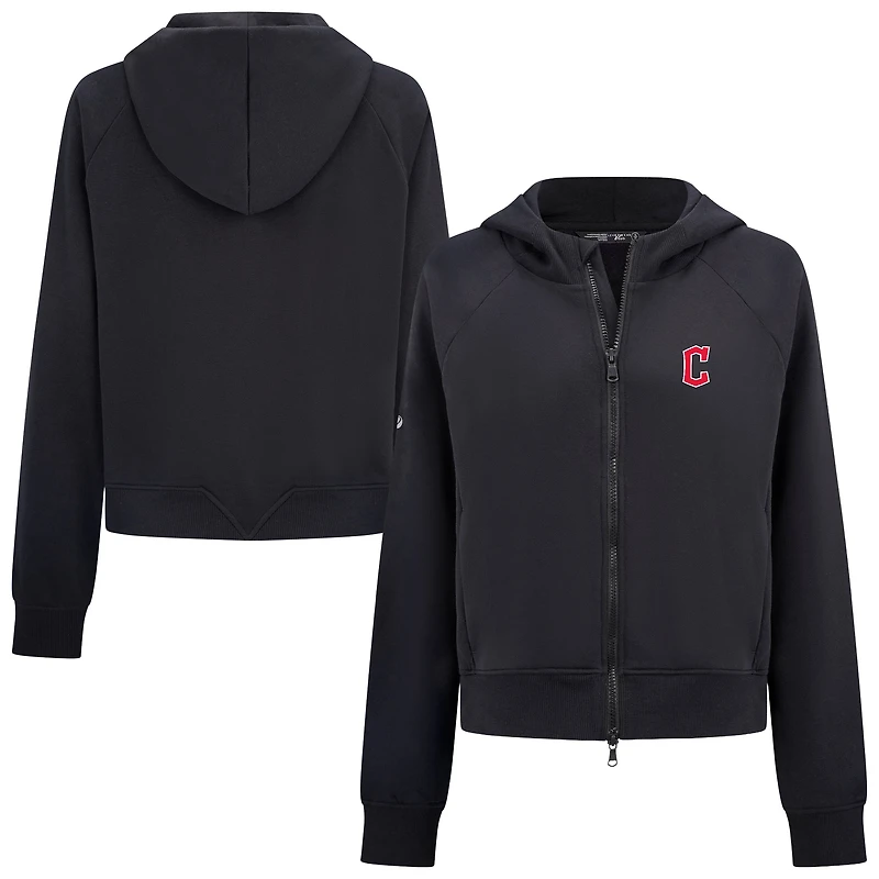 Women's Levelwear  Black Cleveland Guardians Insignia 2.0 Judd Raglan Full-Zip Hoodie