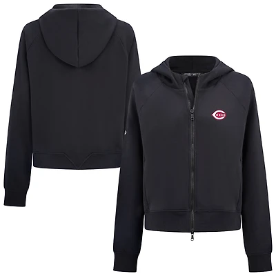 Women's Levelwear  Black Cincinnati Reds Insignia 2.0 Judd Raglan Full-Zip Hoodie