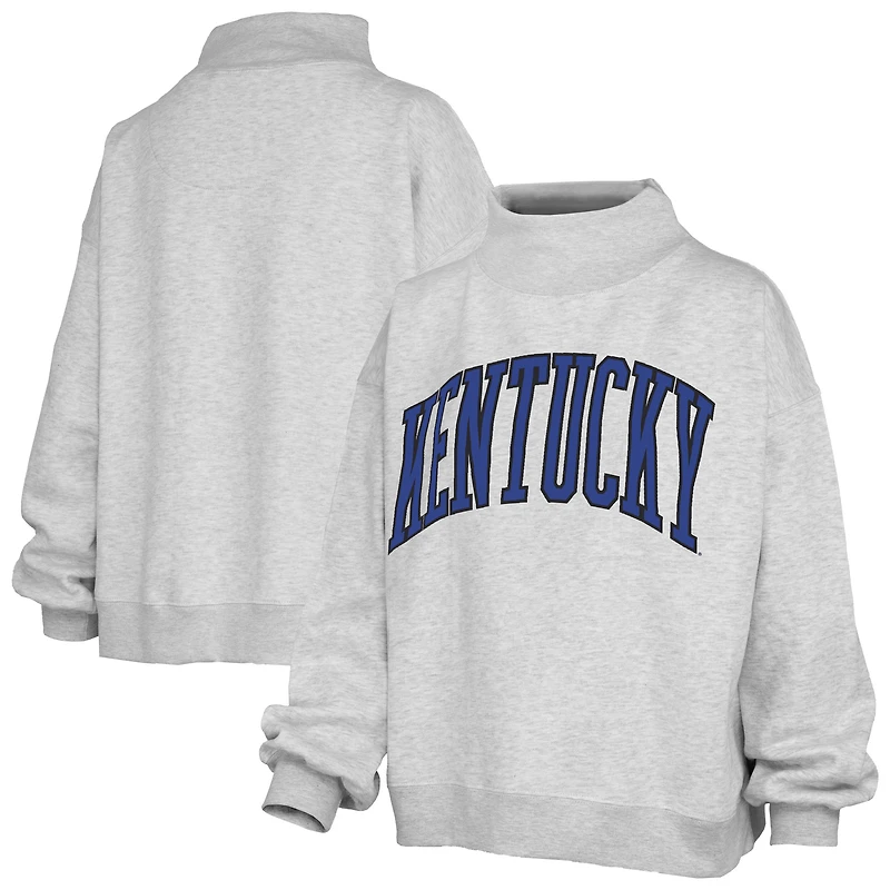 Women's Pressbox Heather Gray Kentucky Wildcats Oversized Nelson Mock Neck Sweatshirt
