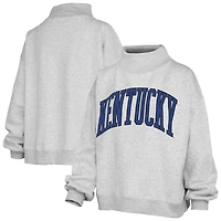 Women's Pressbox Heather Gray Kentucky Wildcats Oversized Nelson Mock Neck Sweatshirt