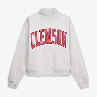 Women's Pressbox Ash Clemson Tigers Oversized Nelson Mock Neck Sweatshirt