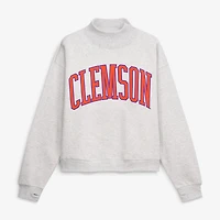 Women's Pressbox Ash Clemson Tigers Oversized Nelson Mock Neck Sweatshirt