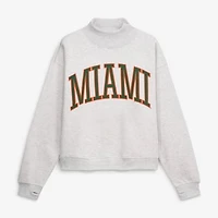 Women's Pressbox Ash Miami Hurricanes Oversized Nelson Mock Neck Sweatshirt